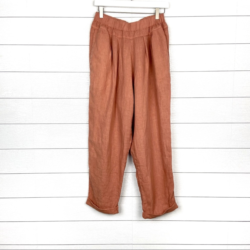 Black Crane Linen Salmon Relaxed Fit Carpenter Pant